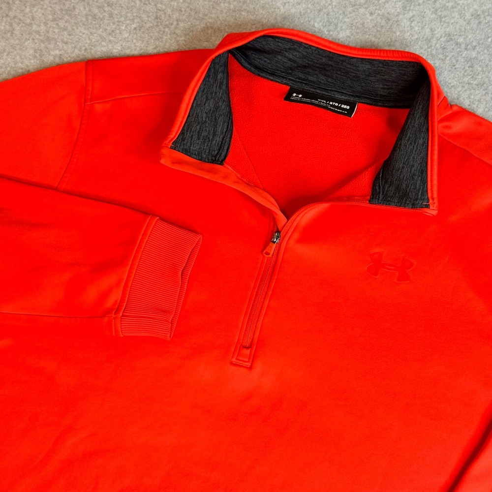 Under Armour Mens XXL ColdGear Quarter Zip Pullover Orange Fleece Jacket 7PJGC5K